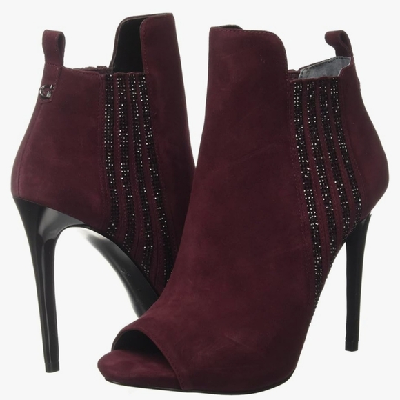 Guess Women's Abela Short Shaft Boots Woman's Heeled Booties Size 39  Peep Toe - Picture 1 of 15
